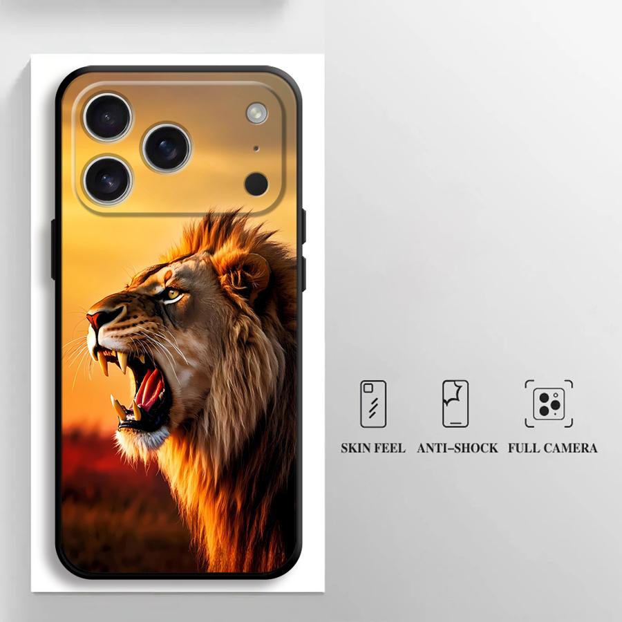 Чехол для телефона Funda для Apple iPhone 17 Pro Max 16 15 Pro 7 8 12 XR XS MAX 14 Air 13 11 Крутой Лев