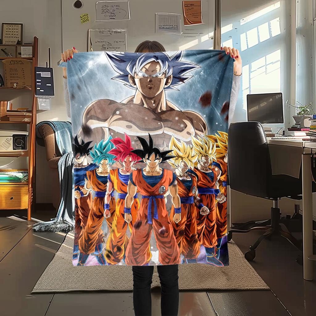 1 шт. Плед из фланели с принтом DRAGON BALL, Высокое качество, Для всех сезонов, Декор для дома, Тепло и Уют, Идеально для Рождественских подарков