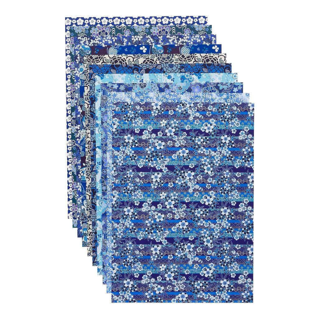Washi Kawa Sumi Tokusen Aizome-style Hand-dyed Chiyogami Yuzen A3 Approximately 29.742cm 10 Patterns Included