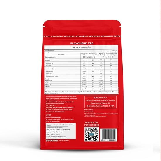 JIVVIJ SAMAARA Saffron Tea 250gm | Flavoured CTC Assam Black Leaf Tea | Kesar Chai Patti Powder | Saff Zaff Pouch