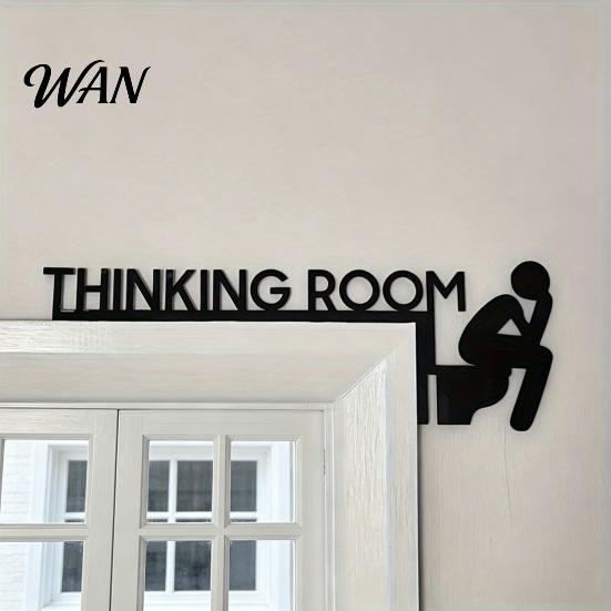Funny Bathroom Plaque Thinking Room Door Sign Wall Art Humorous Metal Decor Toilet Topper Black Iron Restroom Frame Easy Install
