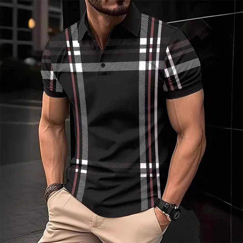Summer New High Quality 2025 Amazon Cross Border Men's Digital Printed Short Sleeve Button Casual Polo Shirt