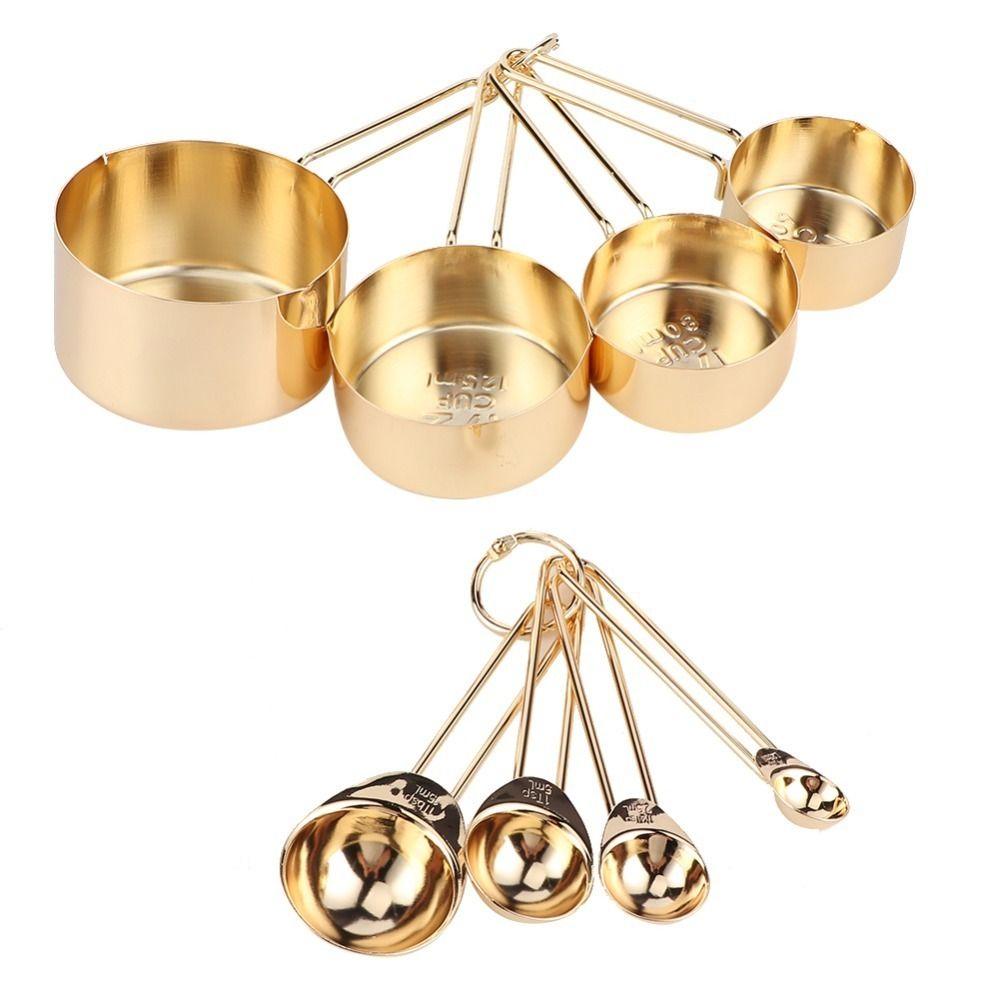 Stainless Steel Measuring Spoons Set Rose Gold Gold Baking Measuring Set Dry Ingredients
