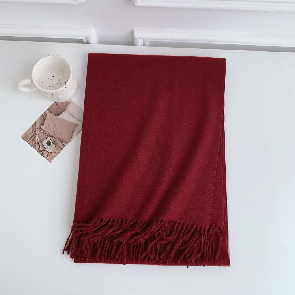 2024 Winter New Scarf Women'S Versatile Imitation Cashmere Thickened Warm Premium Solid Color Large Size Shawl