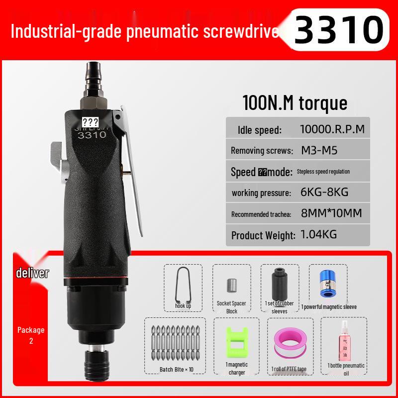 Industrial High-Torque Pneumatic Screwdriver for Woodworking with Hex Socket
