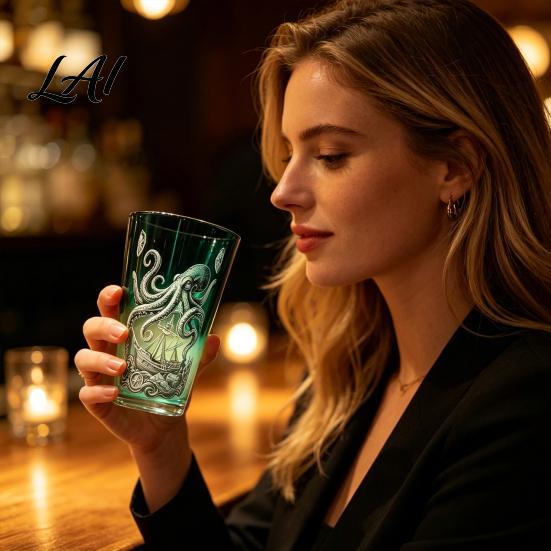 Octopus Wine Glass Vintage Glass Heat-Resistant Large Capacity Beer Cup Nautical Themed Durable Tea Milk Water Drinking Glassware Gift for