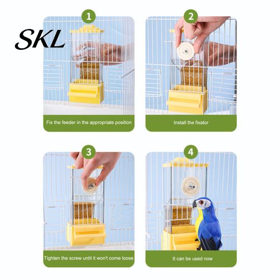 Dust-proof Bird Feeder Automatic Parrot Food Dispenser, No Mess Cage with Perch, Easy Clean Anti-Splash Pull-Out Drawer for Parakeets Budgies