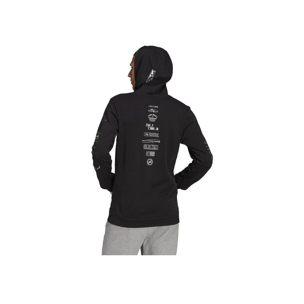 adidas Мужские толстовки с капюшоном с логотипом и принтом черного цвета H46777