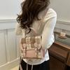 Plaid Grid Bow Backpack Handbag Women Crossbody Bag Simple College Style Backpack  Children