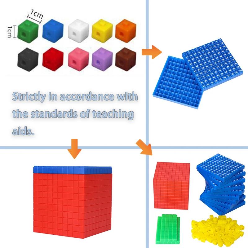 Linking Cubes Montessori Math Toys Number Blocks Learning Decimal Counter Teaching Aids Sensory Educational Toy for Children