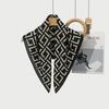 1116 spring new minimalist grid printing simple elegant fashion cotton and linen texture women's velvet small silk scarf