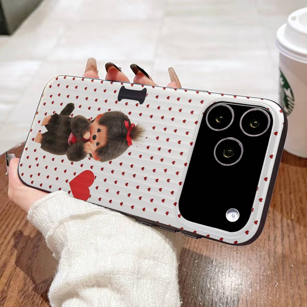 Cute M-monchhichis-s For IPhone 17 16 15 11 12 13 14 Pro Max Plus Pro Corrugated Translucent Back Phone Cover