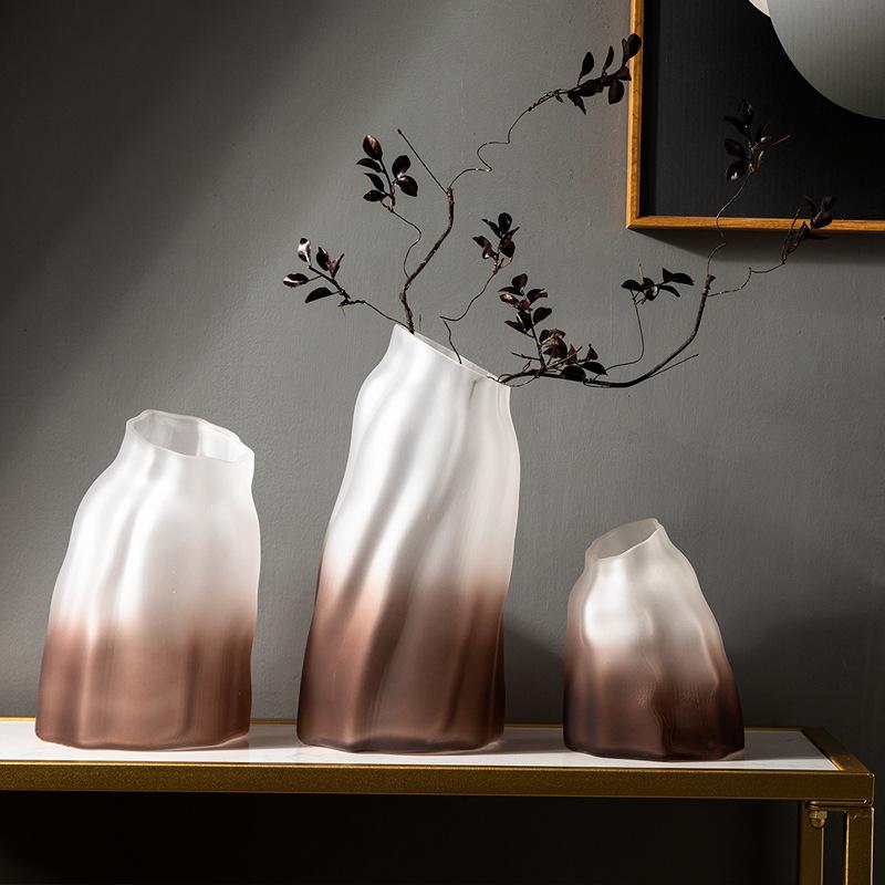 Креативная ваза для камней специальной формы из матового стекла с градиентом, украшение для гостиной, цветная прозрачная ваза для цветочной композиции