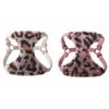 New Arrival Leopard Print Dog Harness & Leash Set - Faux Rabbit Fur Pet Harness Pet Leash with Dual Buckles Safety