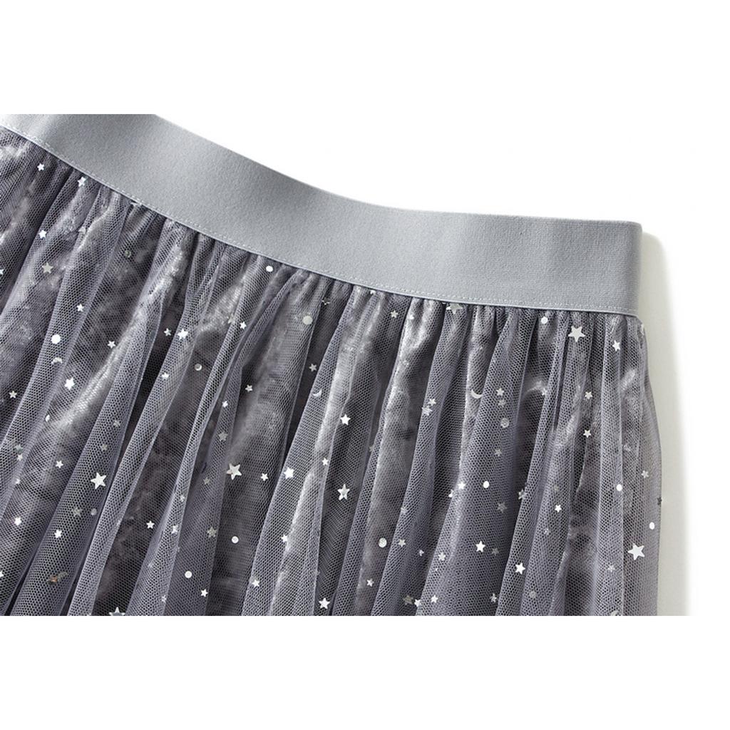 Женская модная юбка с эластичной талией и пайетками, нестандартная сетка, полудлинная