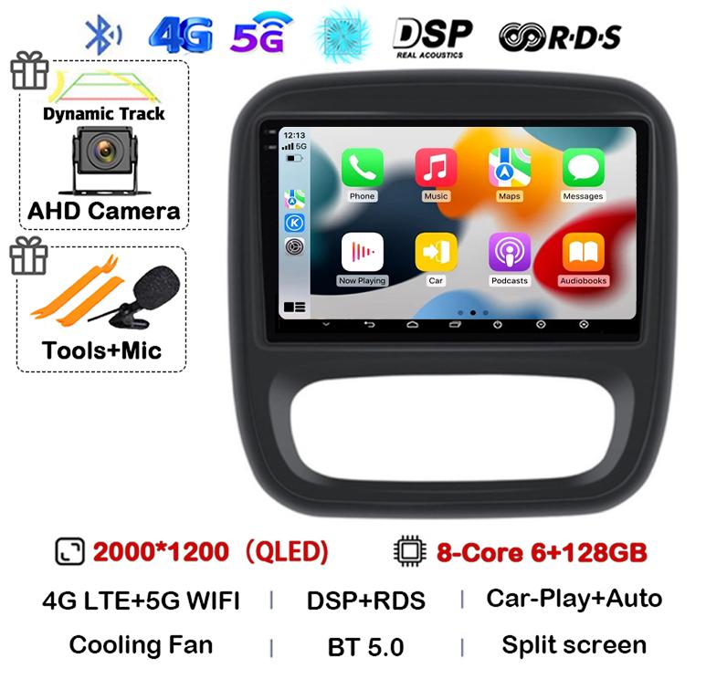 Android 14 Carplay Auto для Renault Trafic 3 2014-2021 Opel Vivaro B 2014-2018 BT Авторадио GPS Мультимедийный Плеер Стерео WIFI+4G