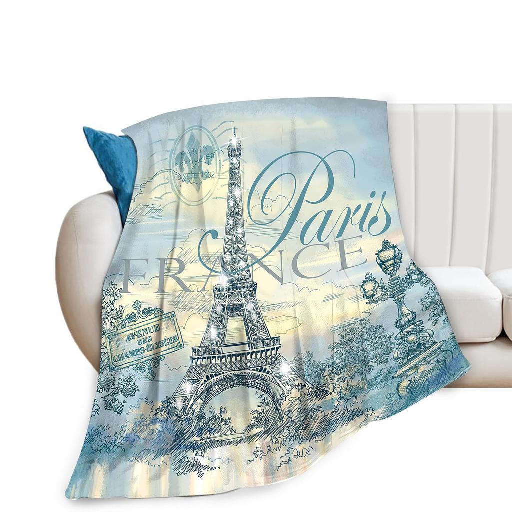 Pink Paris Tower Romantic Travel Flannel Pink Girl Blanket Soft Plush Sofa Nap Blanket