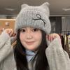 Thickened Cat Ear Beanie Windproof Knitted Skullies Soft Knitted Woolen Hat  Ladies