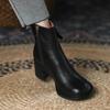 Новые осенние короткие сапоги женские ретро на высоком каблуке зимние кожаные женские сапоги женские сапоги на толстом каблуке сапоги на платформе