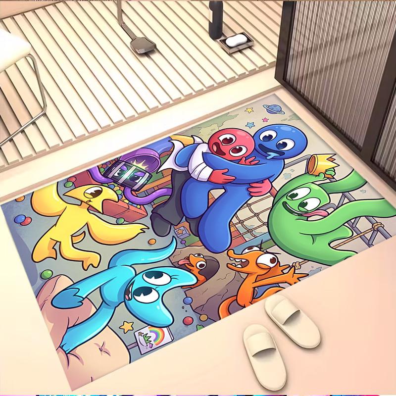 Game Rainbow Friends Print Rug, Washable Floor Carpet, For Entryway Dorm Laundry Room Office Study, Home Decor Birthday Christmas Gift