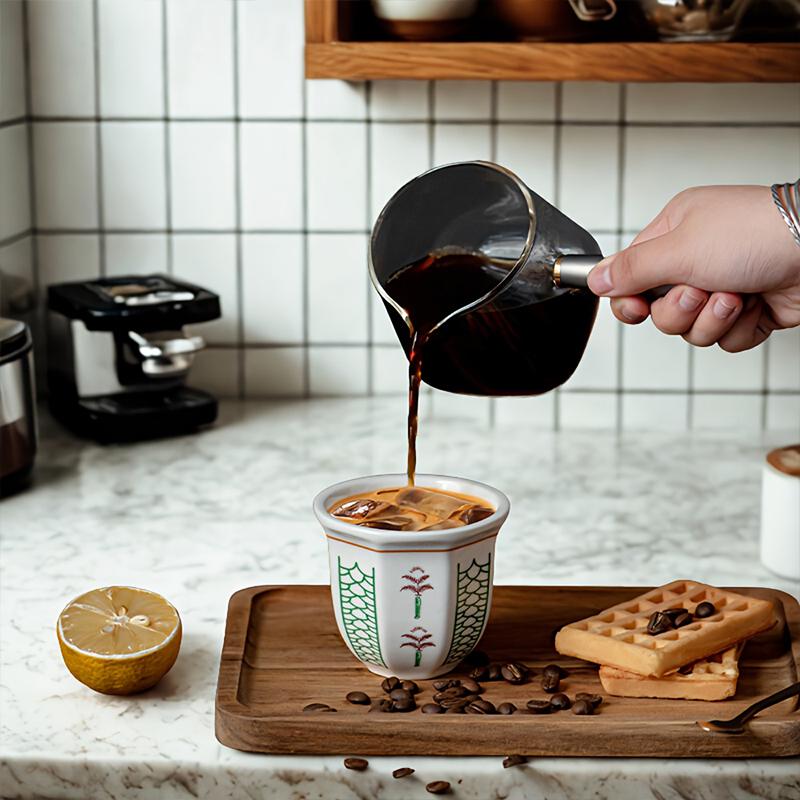 1 шт. Легко чистить Разные места Керамическая текстура Кофейная чашка Наслаждайтесь жизнью Комфортное прикосновение Дома Ретро дизайн с узором Церемония