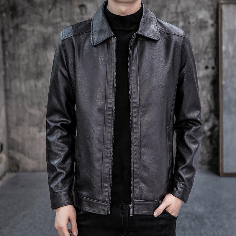 Мужская куртка из ПУ-кожи с воротником-стойкой - Мягкое, универсальное, легкое пальто в стиле business casual для осени и зимы
