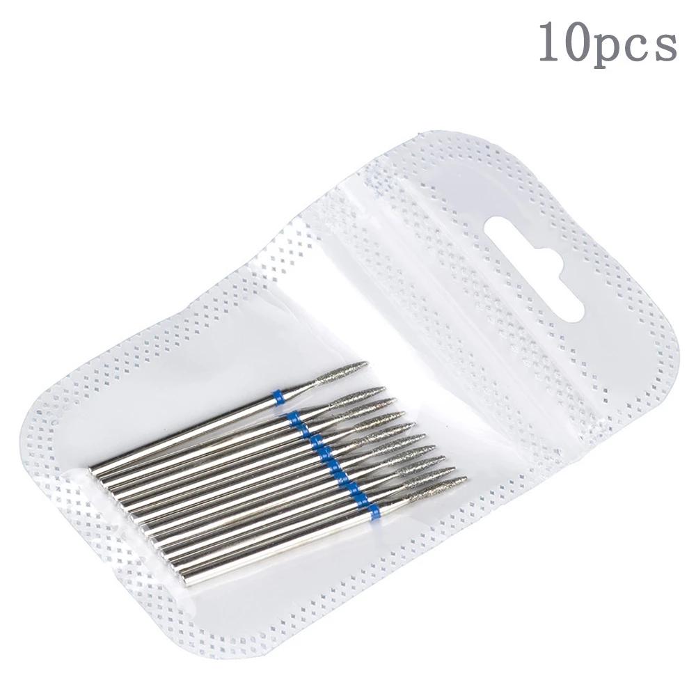 Фрезы для маникюра, 10 шт., Алмазные сверла для ногтей, станочные фрезы для снятия гель-лака, пилка для ногтей, буфер для педикюра