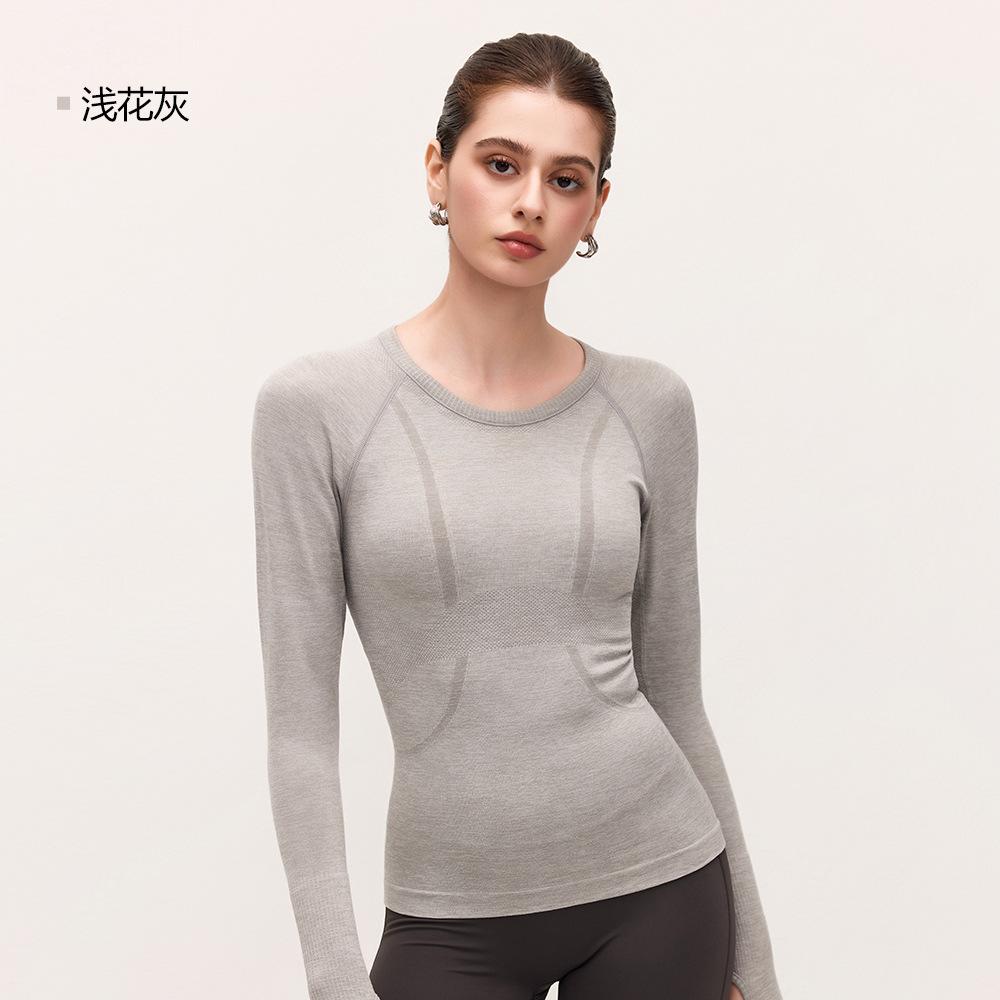 Seamless nude slim yoga top women's thin running sports fitness long-sleeved T-shirt waist tight yoga clothes