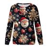 Женская повседневная мода с рождественским принтом, длинный рукав, круглый вырез, пуловер, топ, блузка, свитшот