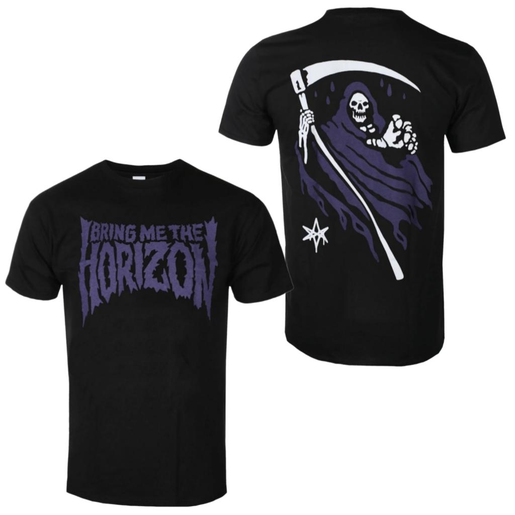Bring Me The Horizon T Shirt Unisex Round Neck Short Sleeve Tee Gothic Grim Reaper Skull Graphic Rock Band Casual Streetwear Top for Men Women