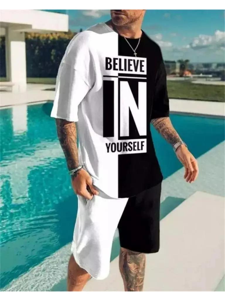 Summer Demon OX Smiling Face Pattern Men's Shorts Sets Casual Street T Shirts+Shorts 2PCS Outfits 3D Print O-Neck Tracksuit Suit