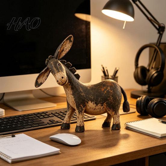 Decorative Accents for Shelves Rustic Donkey Figurine, Vintage Farm Style Animal Statue, Whimsical Tilted Old Book Pieces Head Ornament Farmhouse