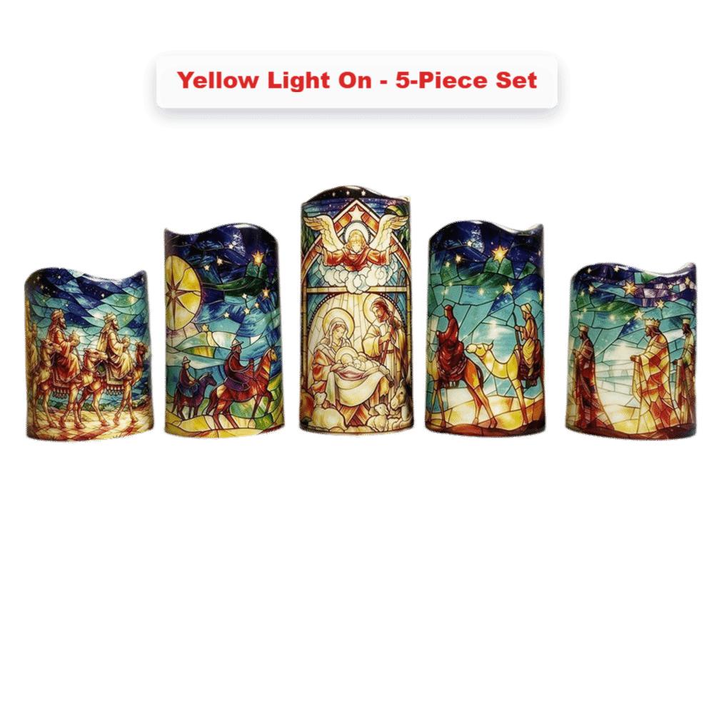 5pcs LED Nativity Scene Candles Flameless Artificial Fake Candles Holiday