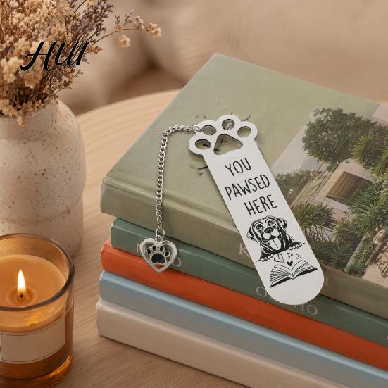 Lightweight Metal Bookmark Dog Paw Print Bookmark, Titanium Steel Page Marker with Cute Unique Pet Gift Design, for Readers, Lover Fun Design