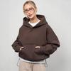 Women's Casual Solid Color Hooded Sweatshirt, European Style, Fitted Waist, Long Sleeves, Short Length, Pullover Style.