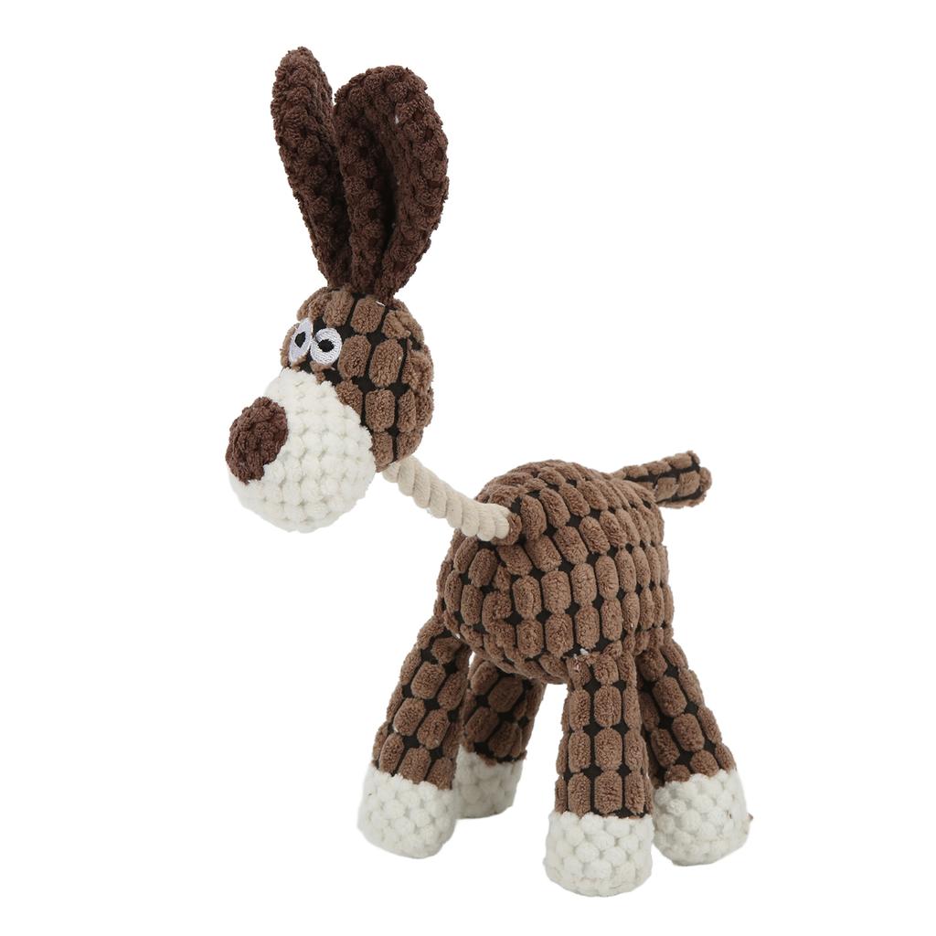 Pet Squeaky Toy Interactive Durable Teeth Cleaning Dog Plush Toy for Small Medium Large DogsBeige