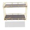 2-уровневая полка для ванной комнаты, напольная полка с перегородкой, держатель для косметических принадлежностей, цвет золотой