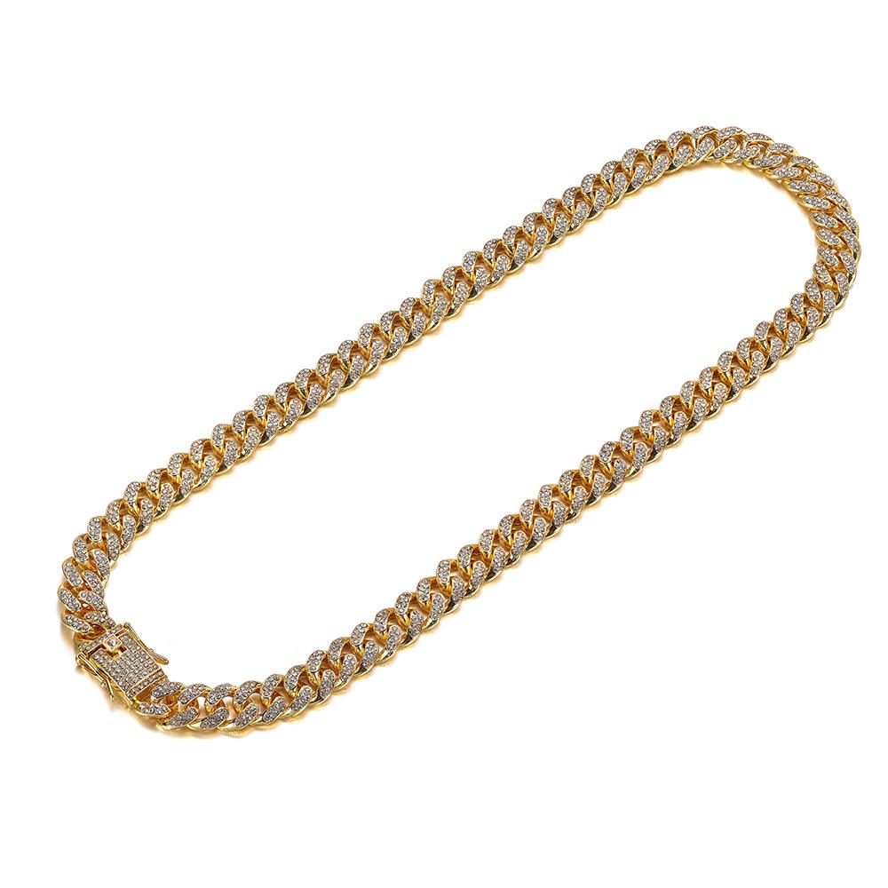 Unisex Hip Hop Diamond-Studded Cuban Chain Bracelet & Necklace
