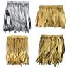2Meters Gold Silver Goose Feather Rooster Feathers On Tape Fringe Trim Plumes Diy Sewing Trimmings Ribbon Artificial Decorations