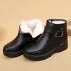 Fashion Winter Women Genuine Leather Ankle Boots Female Thick Plush Warm Snow Boots Mother Waterproof Non-slip Booties