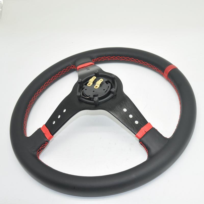 High Quality 14'' 350mm Black Real Leather ND Rally Tuning Drift Racing Steering Wheel SPCO 5158