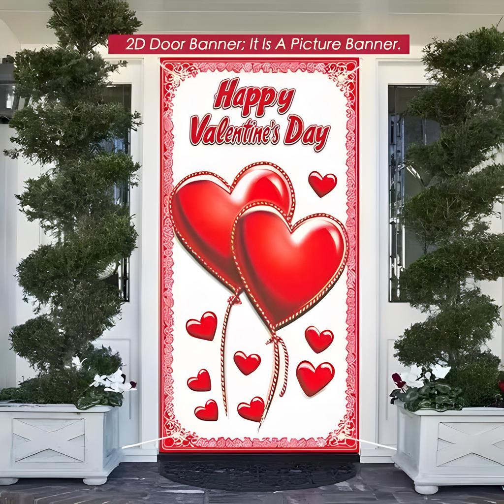 Valentine's Day Door Curtain Decoration Party Atmosphere Love Hanging Flag Decoration Door Frame Door Cover