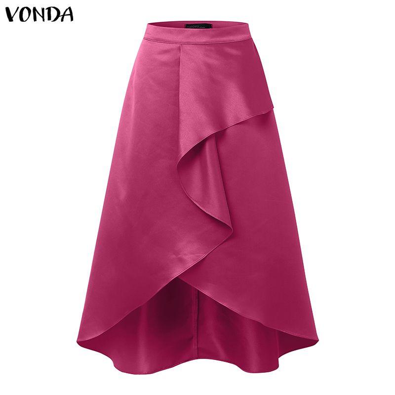 VONDA Элегантное Женское Платье-Юбка С Боковой Молнией, Многослойное, С Оборками, Неровное, Повседневное, Для Вечеринки, Сатиновое