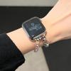Элегантный металлический браслет королевы-матери для Apple Watch 10, 9, SE, 8, 7 — с цепочкой из 654 бусин.
