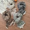Small Floral Pleated Cotton and Linen Scarf Women's Autumn and Winter Versatile Air-conditioned Room Neck Protection Decorative Scarf Long Shawl