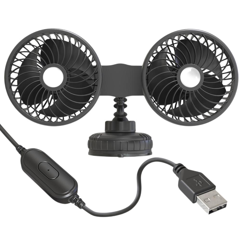 Car Fan 360° Adjustable 2 Head Air Fan Automotive Electric Fan USB/12V/24V Fan 3 Speeds Headrest Ventilation Fan Car Silent Fan