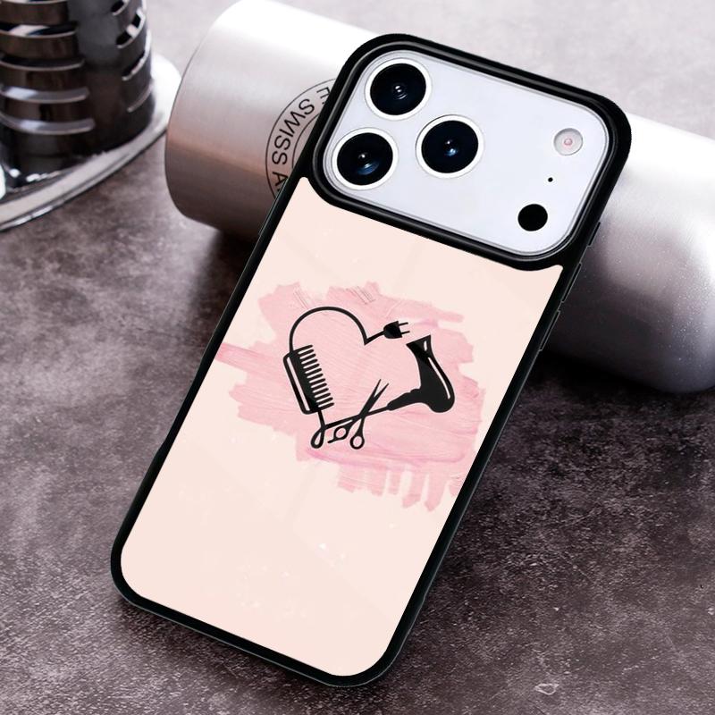 Hair Stylist Scissors Brush Switch Phone Case for iPhone 17 16 15 Pro Max Air 14 13 12 11 Plus Shockproof Cover