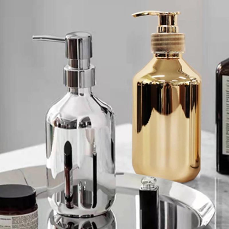 Electroplating Shampoo Bottle PET Press Type Lotion Empty Bottle Bathroom Shower Gel Large-Capacity Soap Dispenser