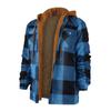 Men's Quilted Lined Button Down Plaid Shirt Add Velvet To Keep Warm Jacket With Hood