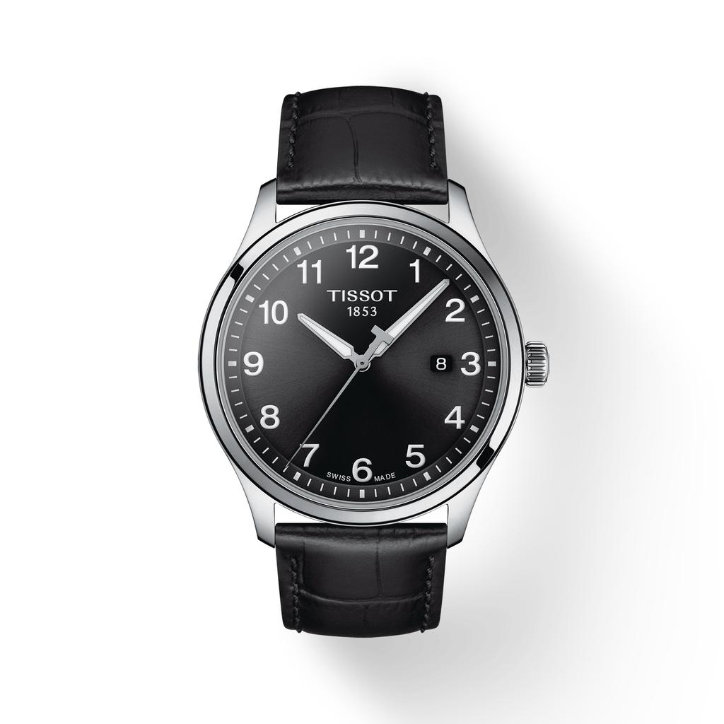 Tissot Мужские модные часы T116.410.16.057.00 с черным циферблатом и кожаным ремешком